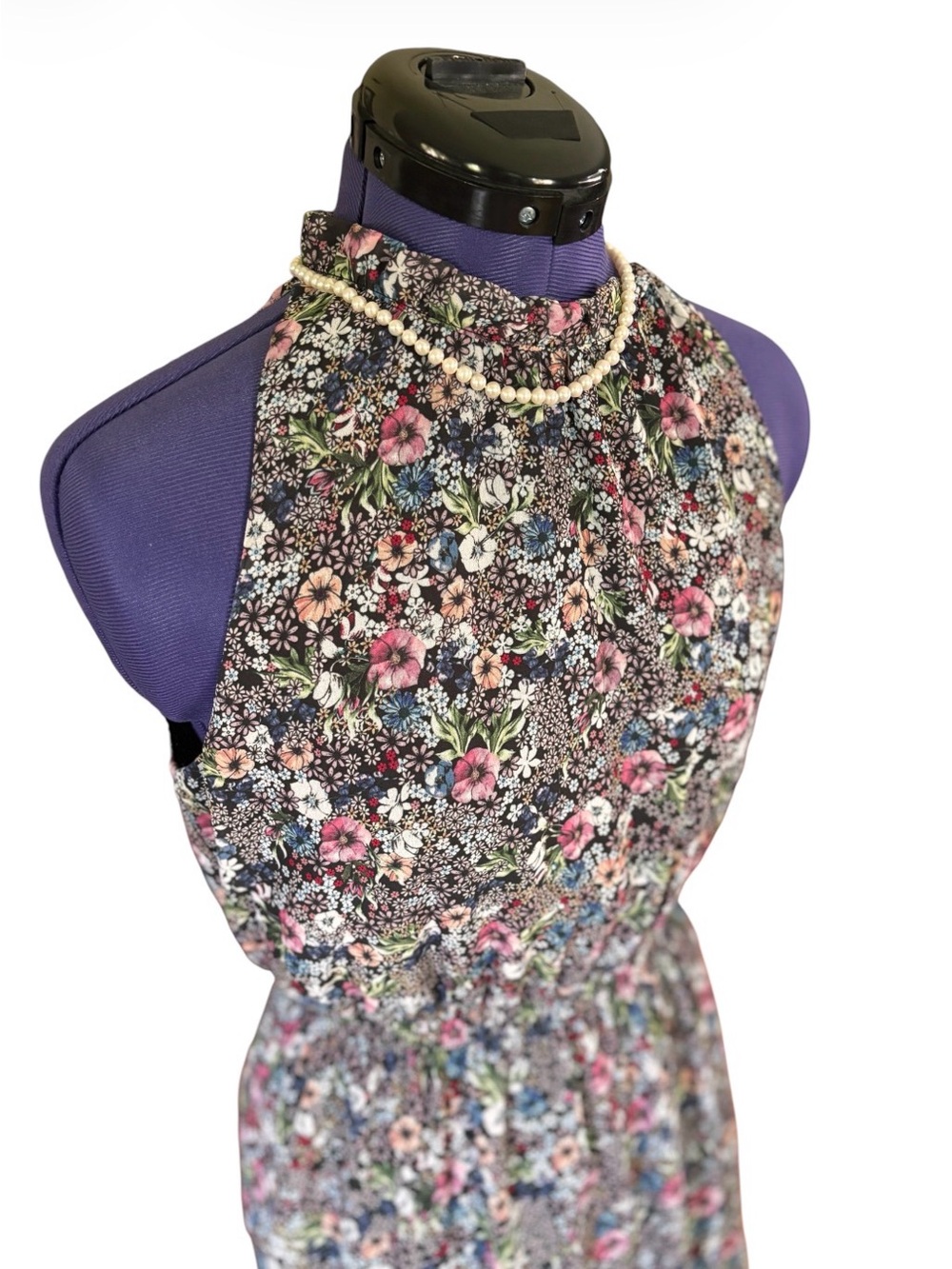 H&M Floral Midi Dress Sleeveless Elastic Waist Size 4